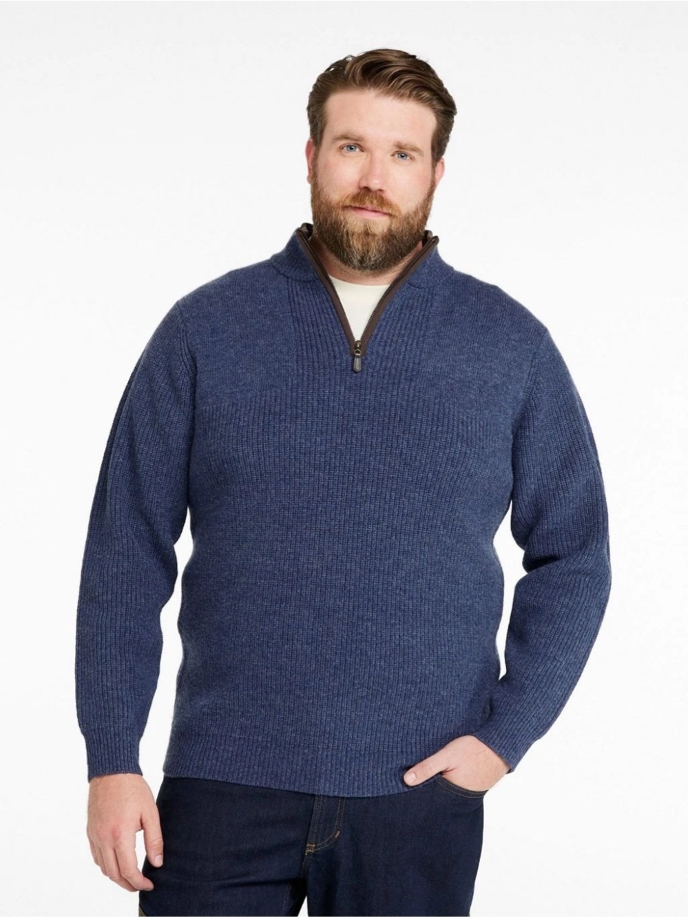 L.L. BEAN Waterfowl Windstopper Men's Large Tall 100% Merino Lamb's Wool Sweater